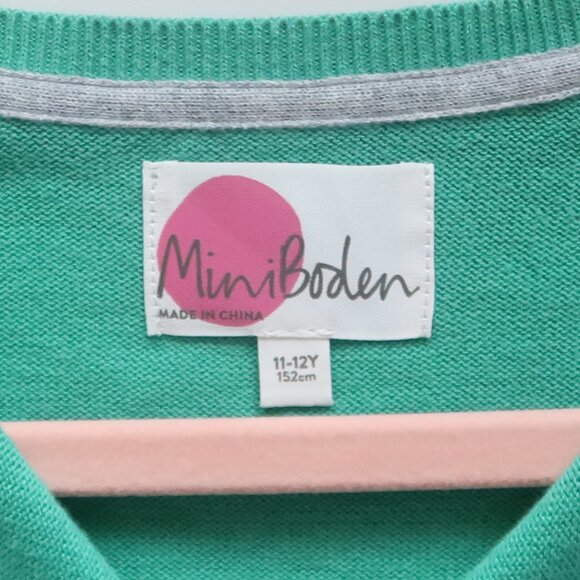Mini Boden Girls Green Cotton Ruffle Shoulder Cardigan Sweater Size 11-12Y - Picture 3 of 7